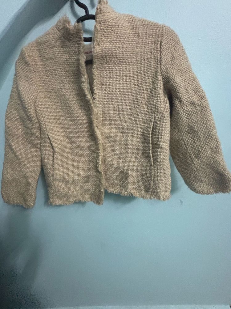 Beige Textured Jacket