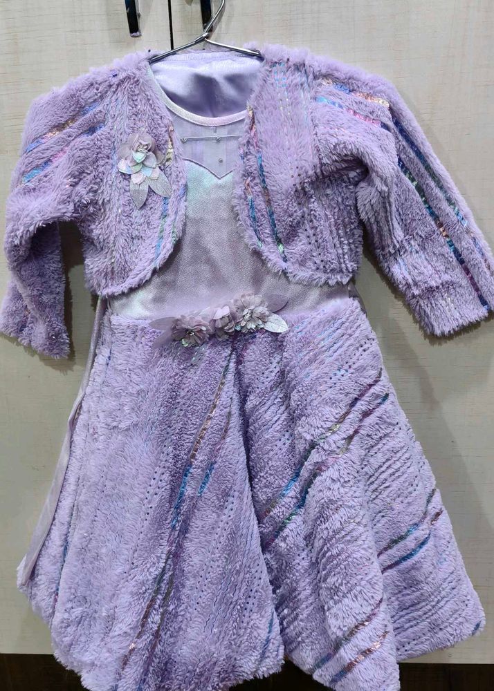 Cute Purple Girls Dress Set