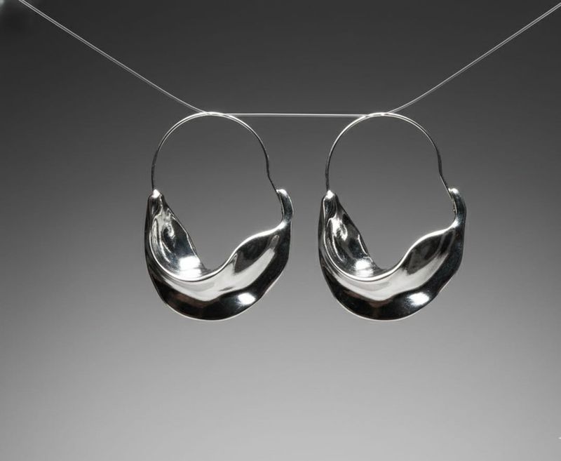 Silver Hoop Earrings - Unique Design