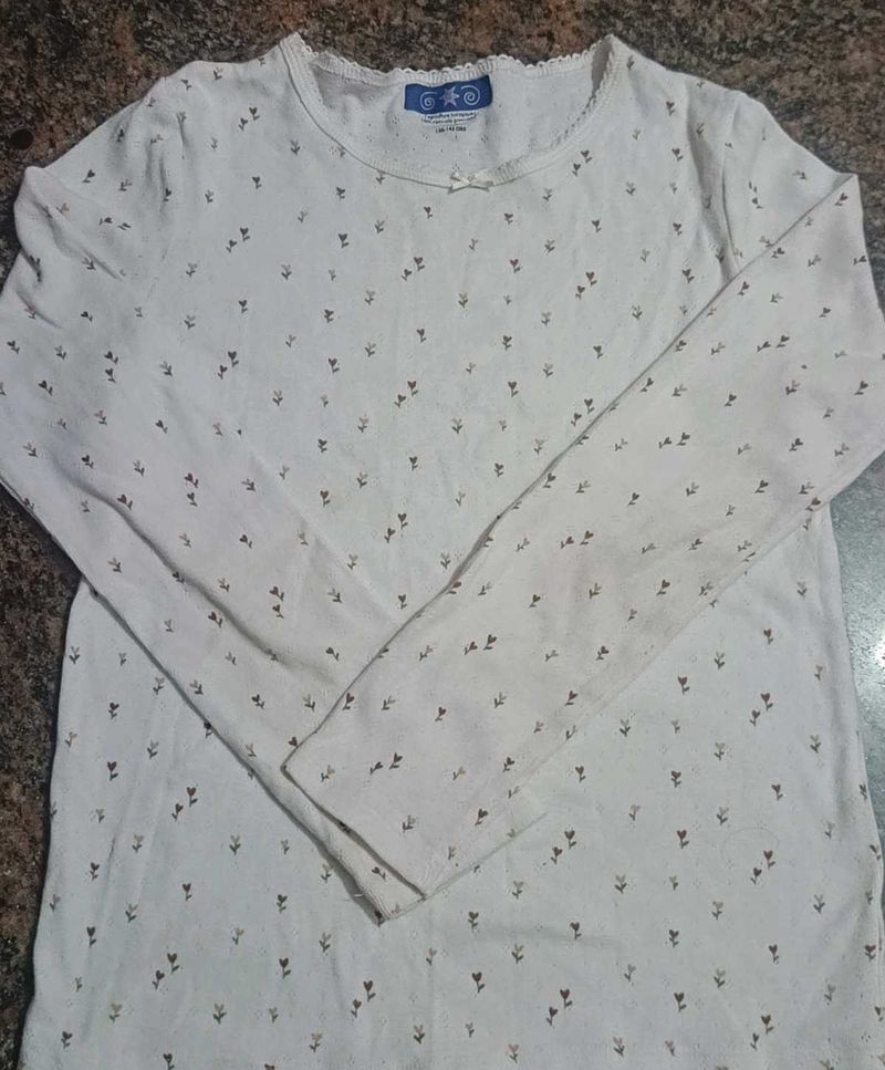 Girls’ Long Sleeve Floral Cotton Top