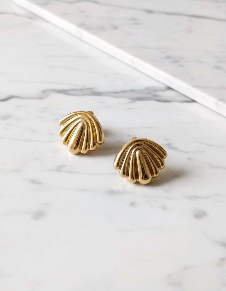 Gold Seashell Anti Tarnish Earrings