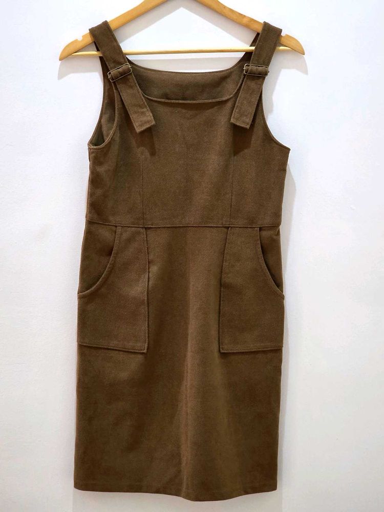 Brown Corduroy Pinafore Dress