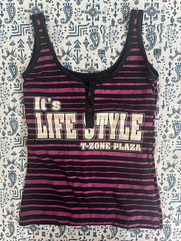 Purple Striped Tank Top