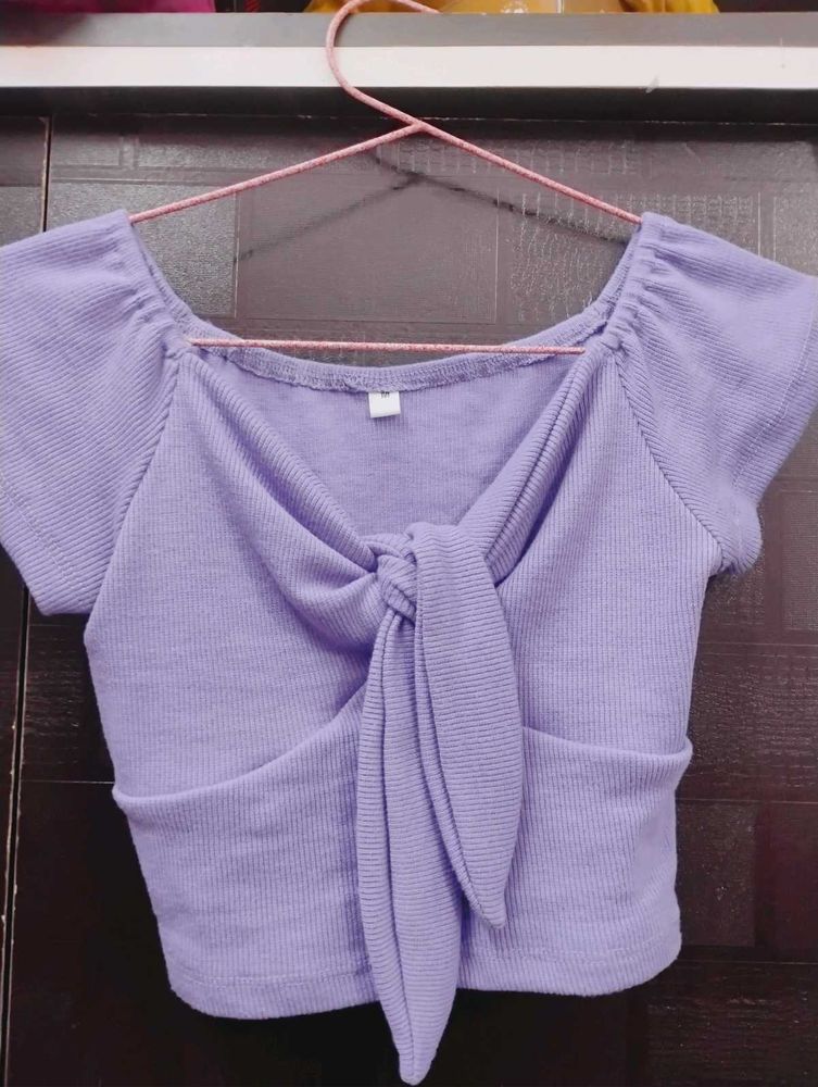 Cute Lavender Tie-Front Top