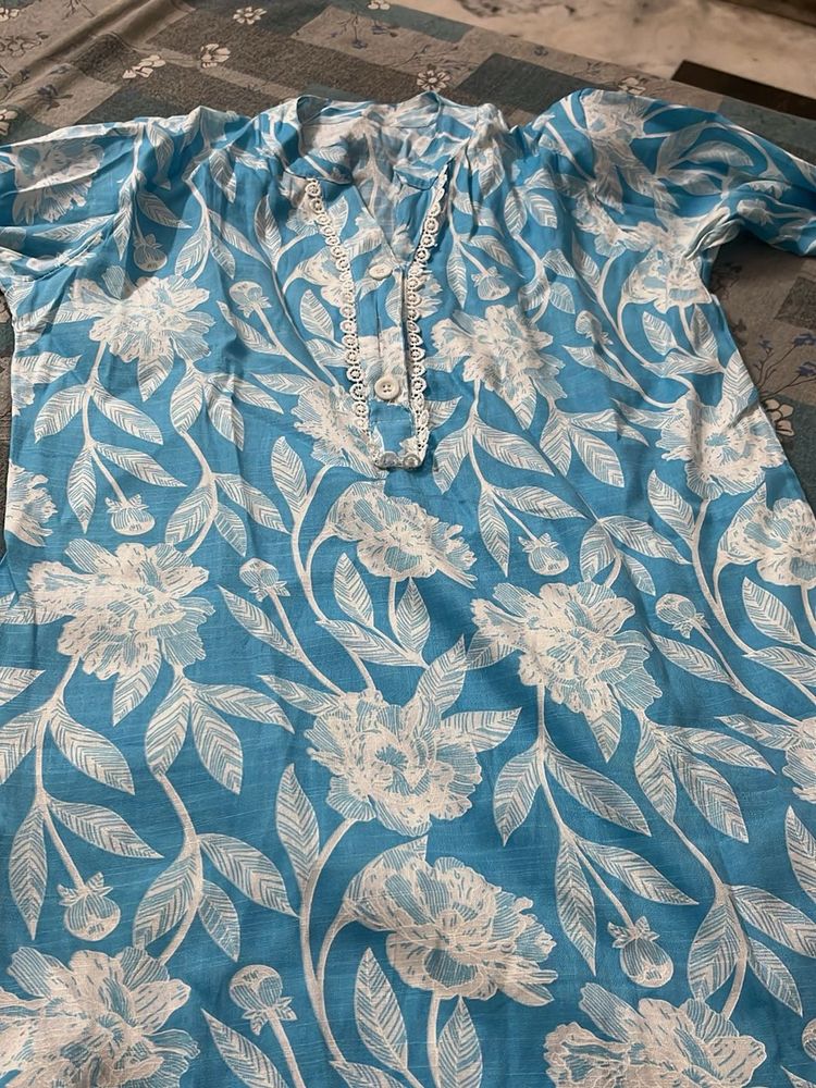 Blue Floral Button-Up Dress