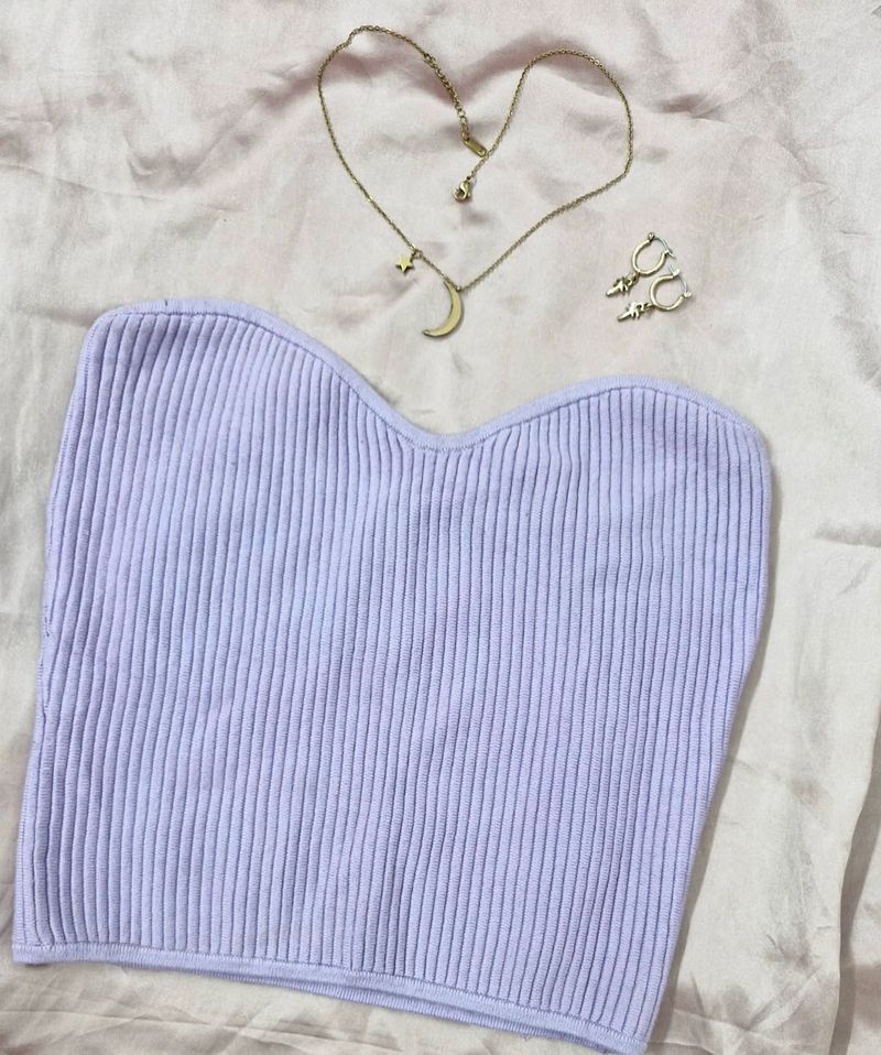 Lavender Tube Top with Ribbed Knit