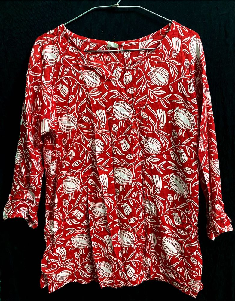 Red Floral Print Top