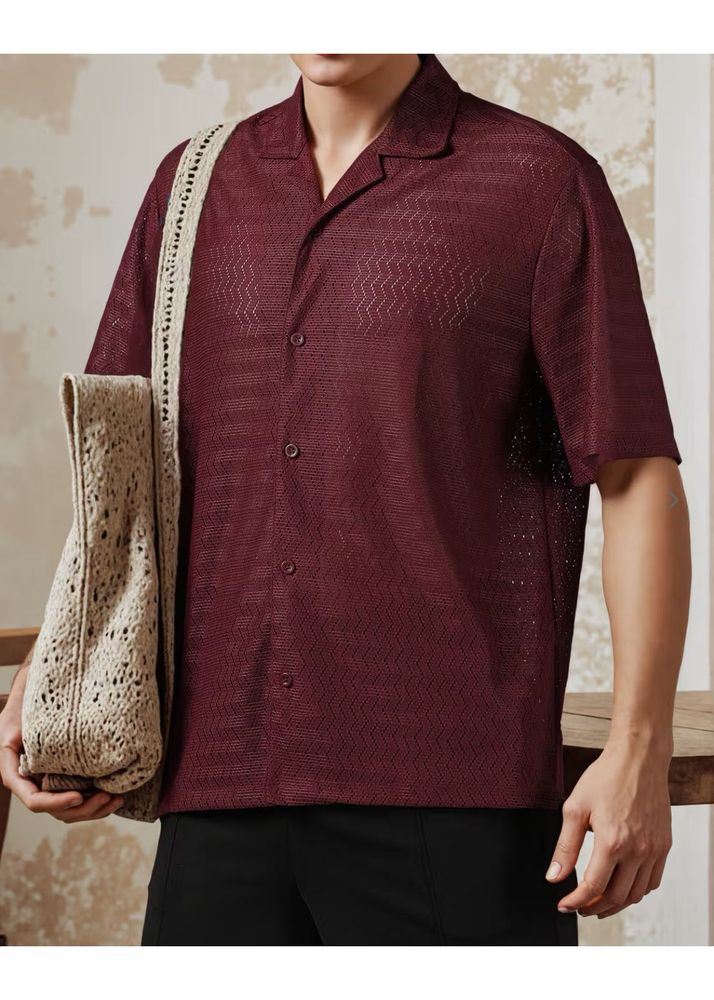 Burgundy Patterned Shirt