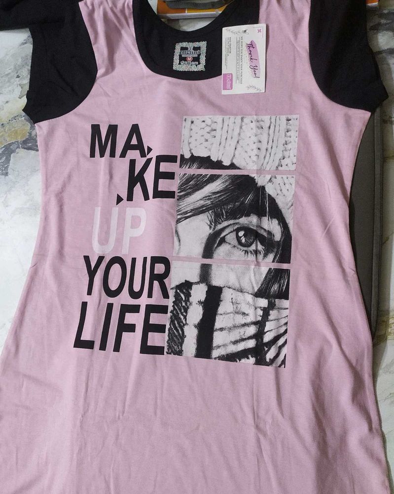 Printed Pink Night Suit