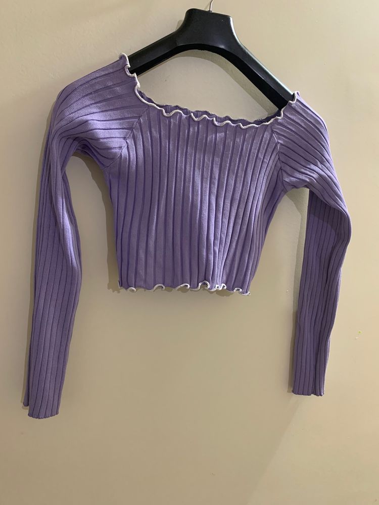 Lavender Off Shoulder Crop Top
