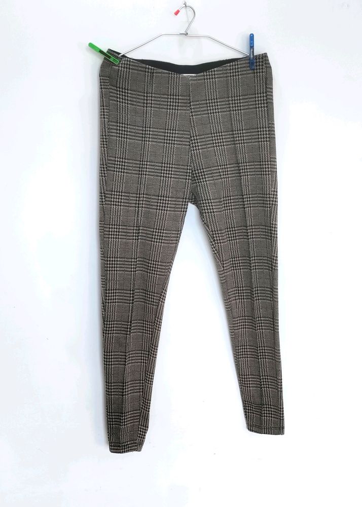 High Waisted Skinny Checked Jeggings