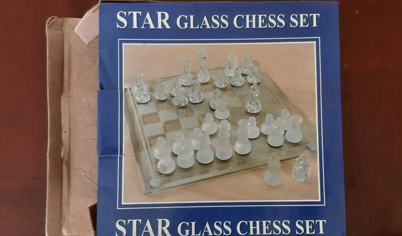 Glass Chess board set - show piece