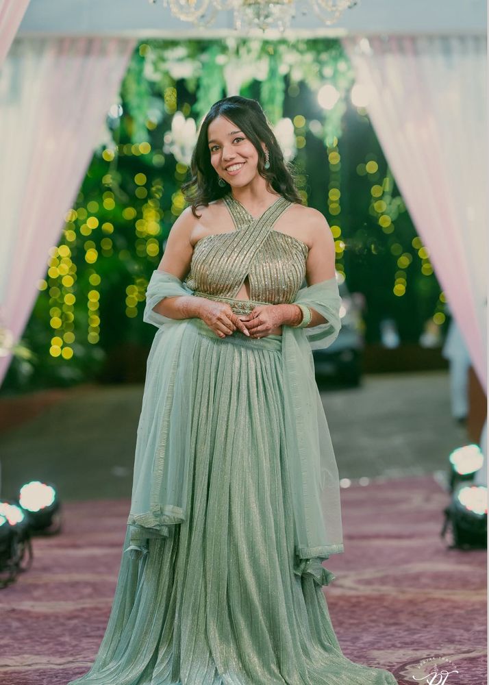 Mint Green Halter Top Lehenga
