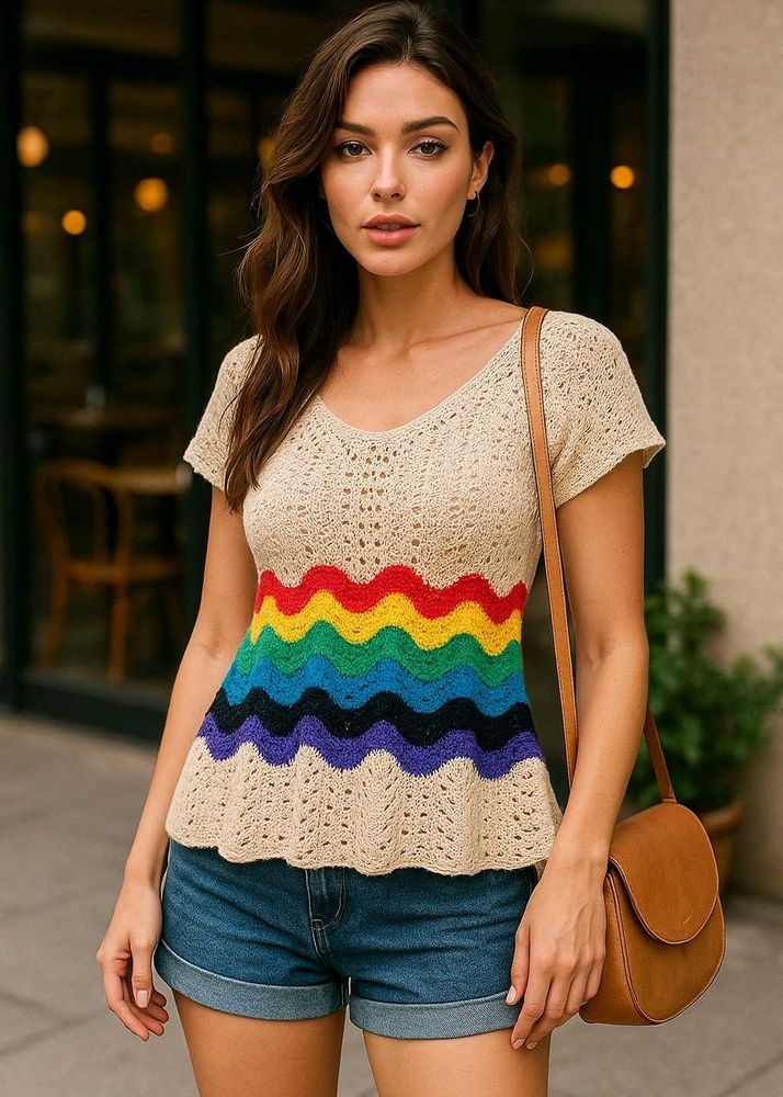 Korean Crochet Multicolor Layered Top A