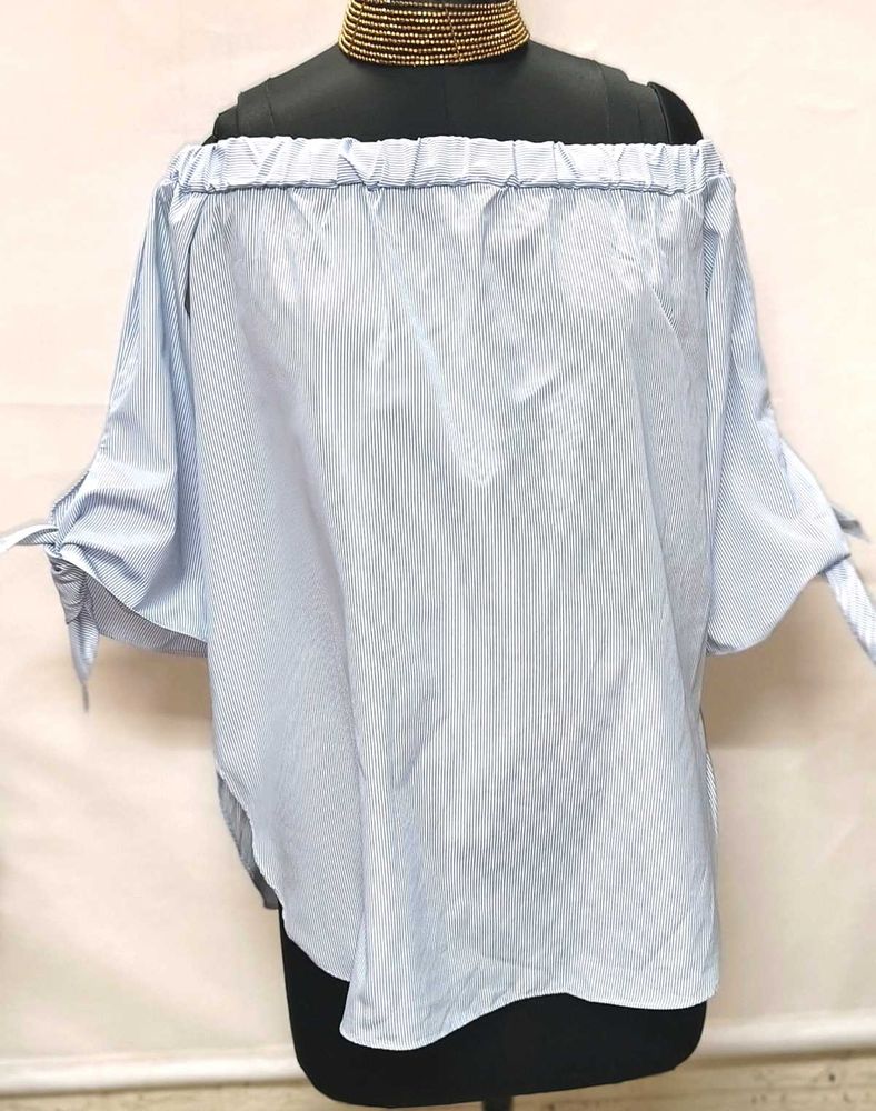 Tops For Rs.99 Only/ Off Shoulder Blue Top M Size