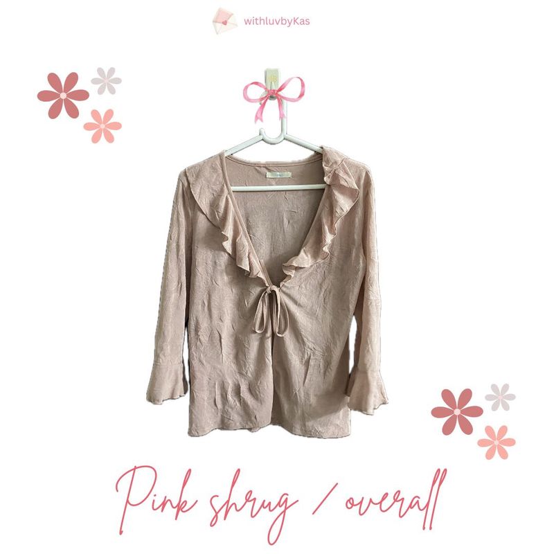 Pink tie up shrug / overall