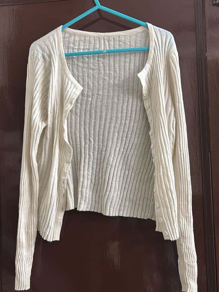Cream Cardigan Top