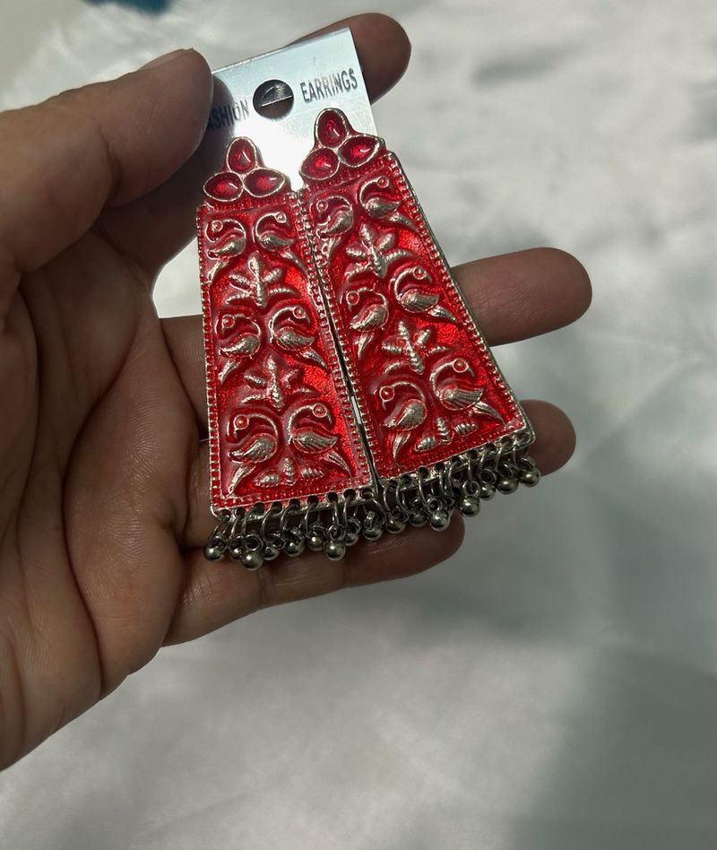 oxidized Red Fashion Dangle Earrings