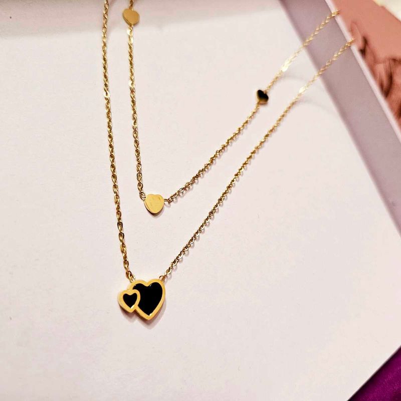 Pinteresty Layered Gold Heart Necklace