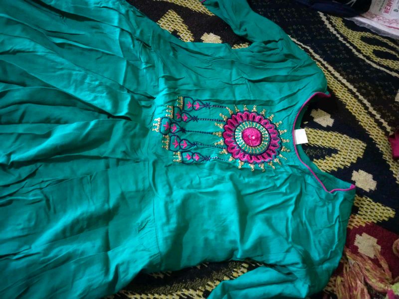 Green Embroidered Kurti