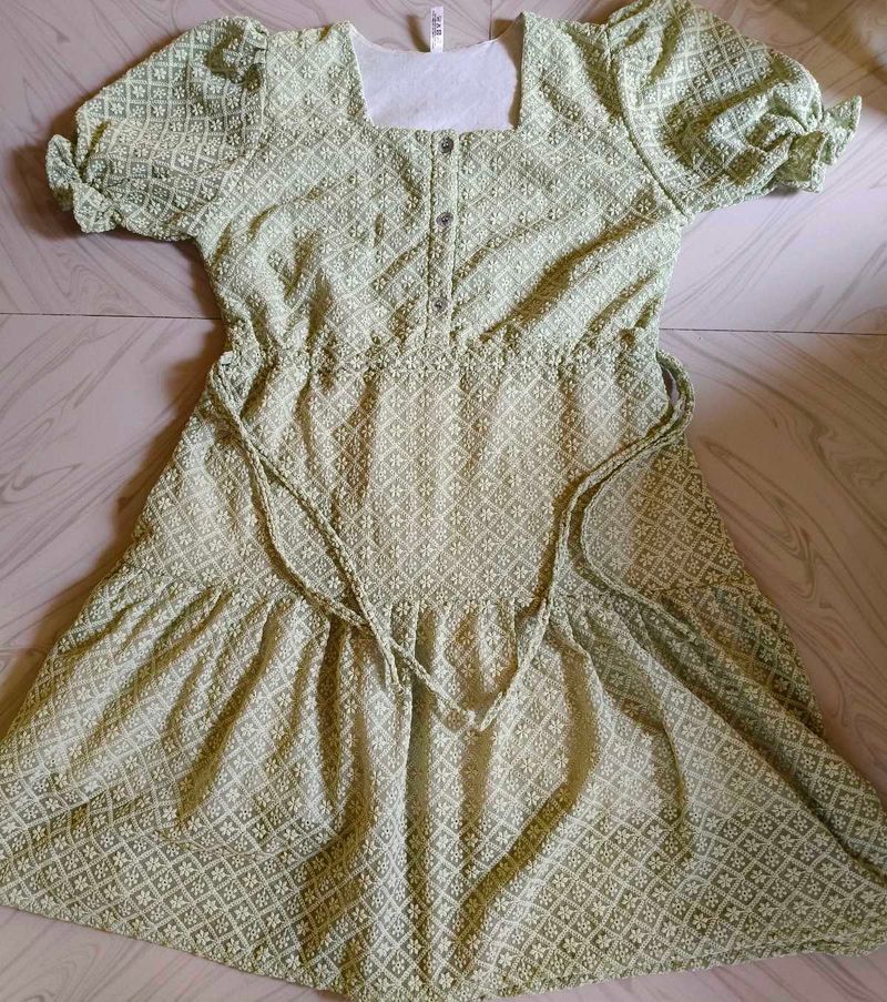Green Patterned Mini Dress
