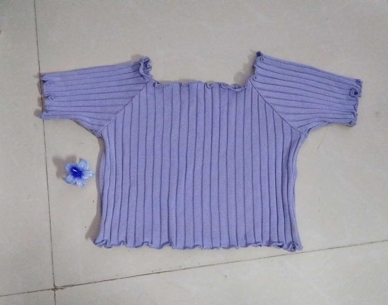 Off-Shoulder Purple Crop Top