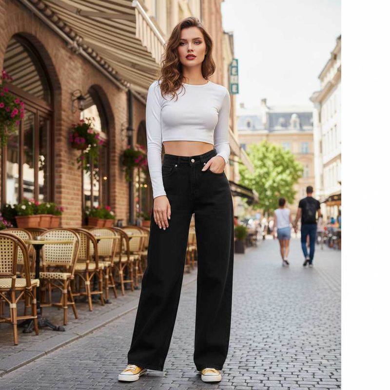 M@59 Size-28 Black Wide Leg Jeans