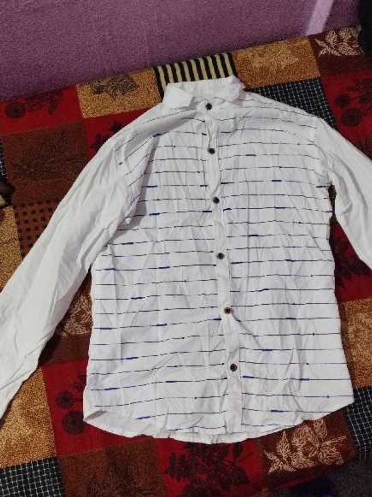 Striped White Casual Shirt