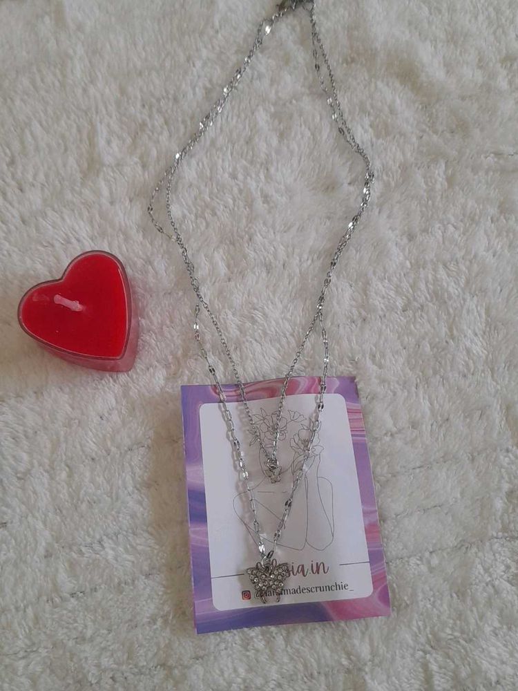 Silver Layered butterfly Necklace