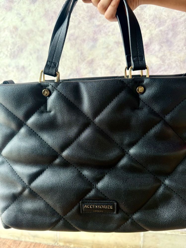 Accessorize London Faux Leather Quilted Handbag