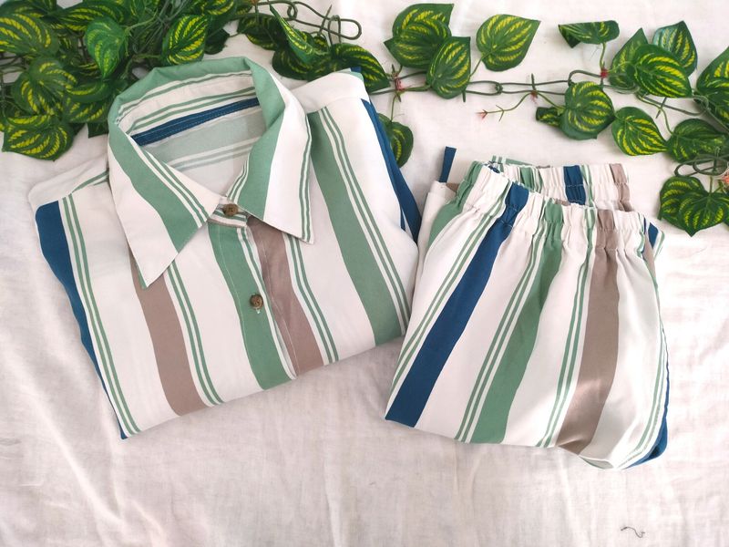 White With Multi Striped Co-ord Sets (Women&#39;s)