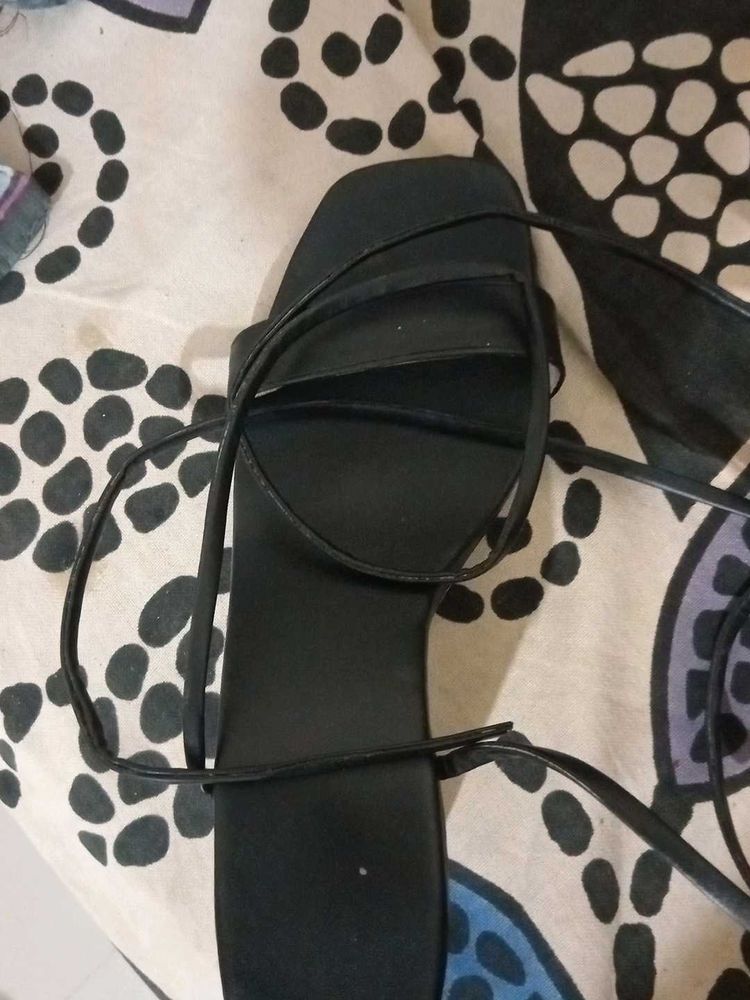 Black Leg Wrap Strappy Heels Size 41