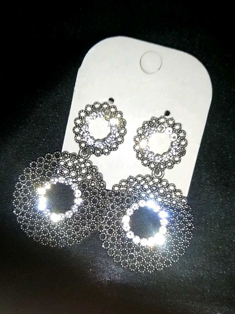 Elegant Silver Beaded Earrings