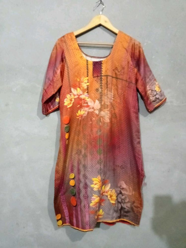 Elegant Floral Print Kurta Salwar Suit
