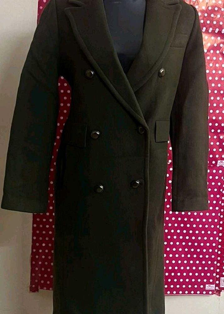 Elegant Olive Green Trench Coat