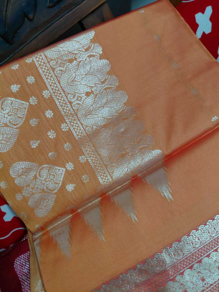 New Elegant orange Kanjivaram Saree Unused
