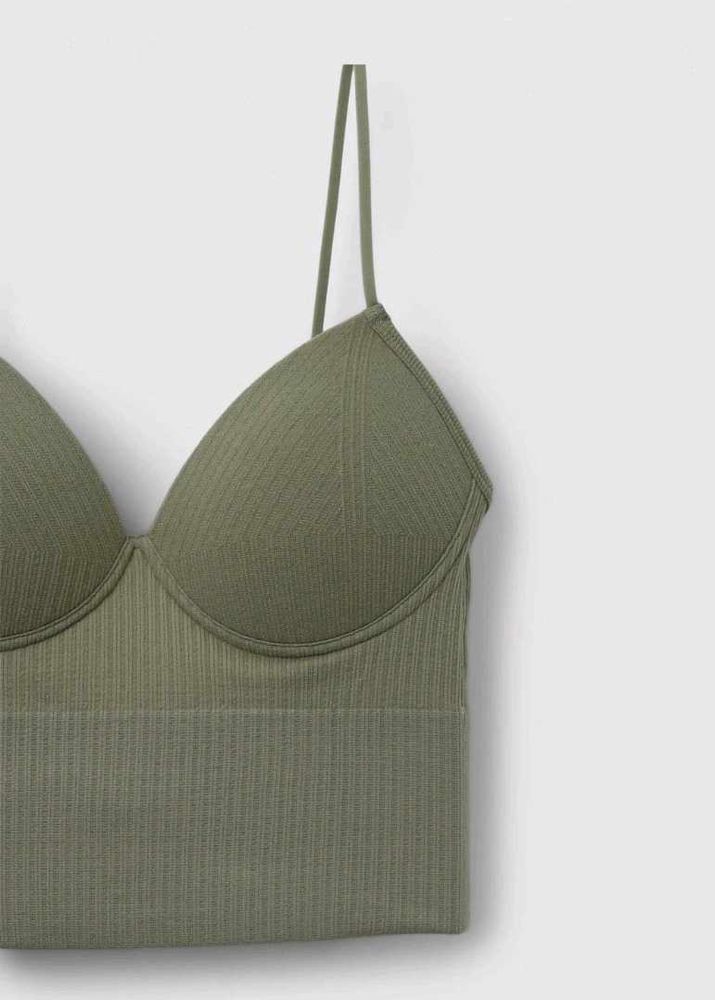 Olive Green Ribbed Bra