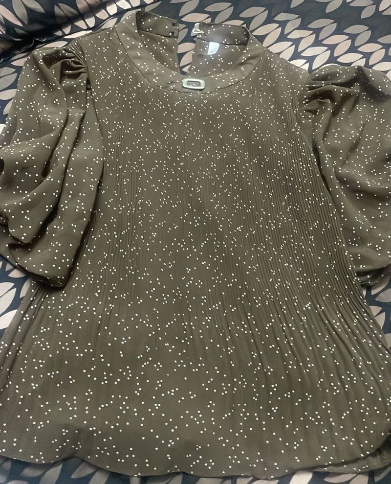 Elegant Polka Dot Wrinkle Blouse