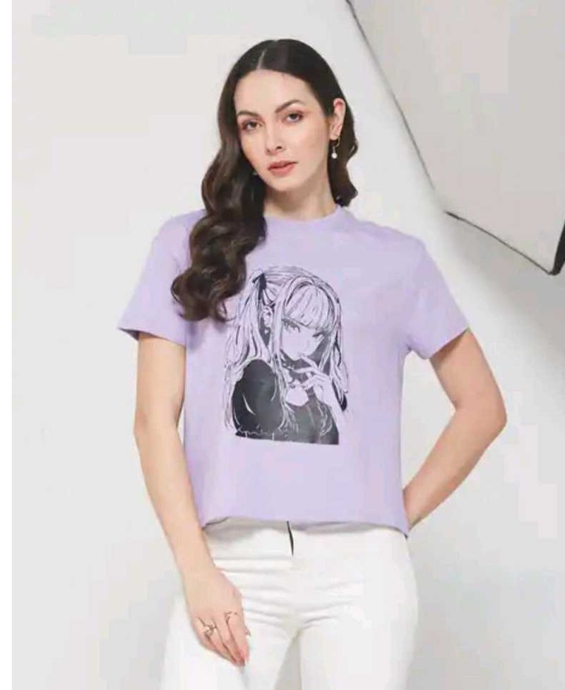 Anime Graphic Lavender T-Shirt