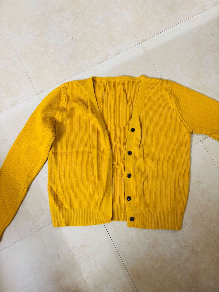 Yellow Knit Cardigan