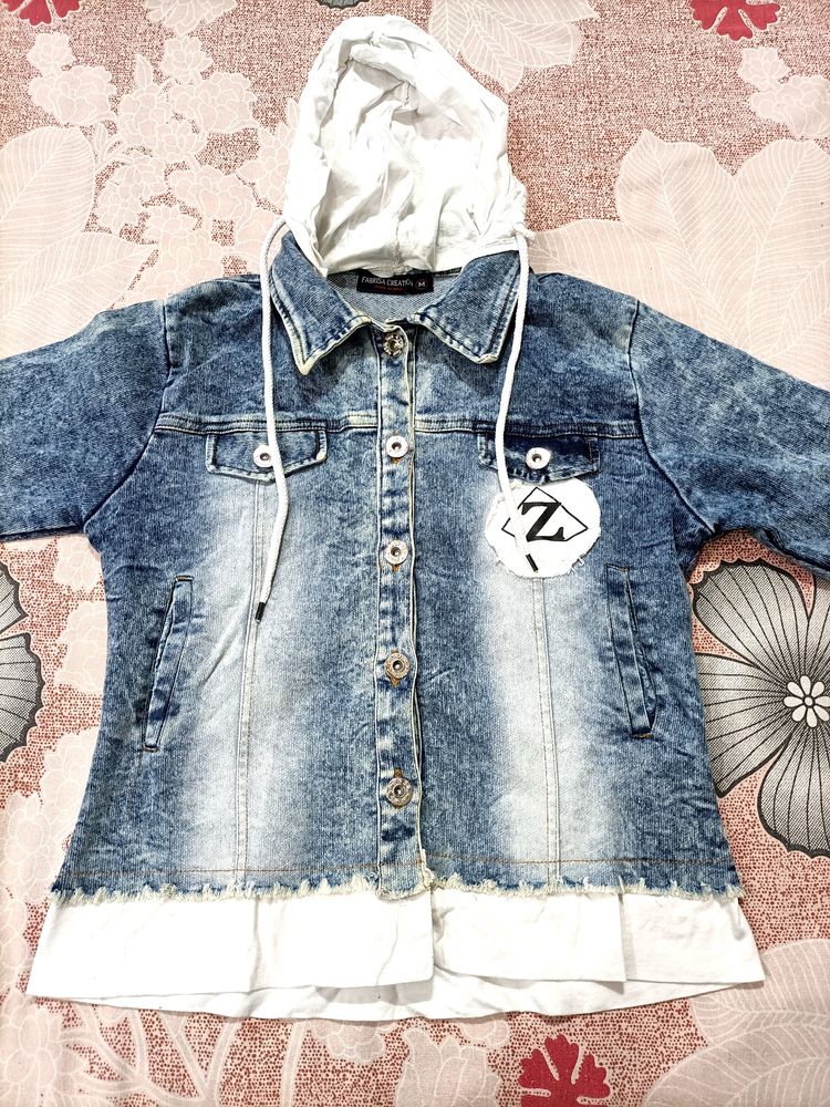 Denim Jacket With Cap