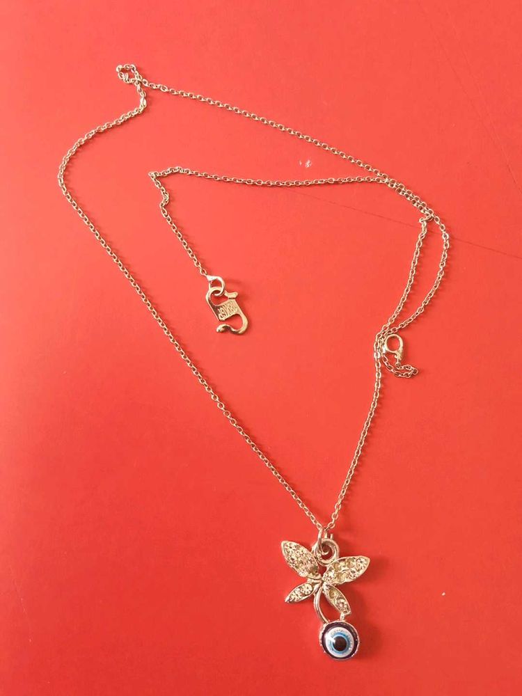 Butterfly &amp; Evil Eye Gold Necklace