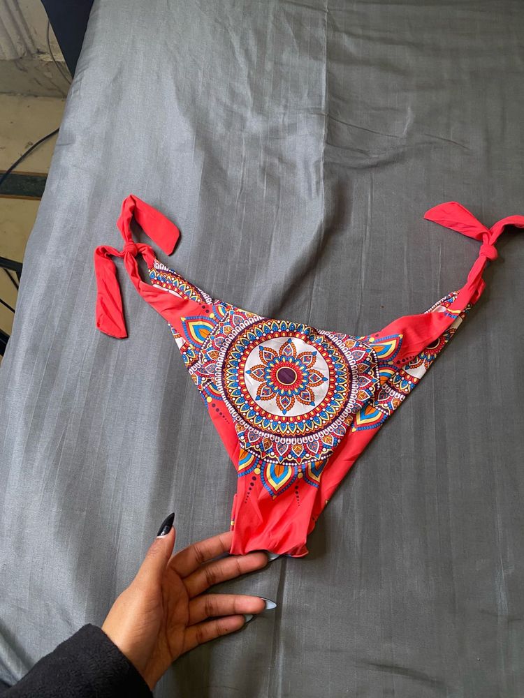 Red Mandala Print Bikini Bottom