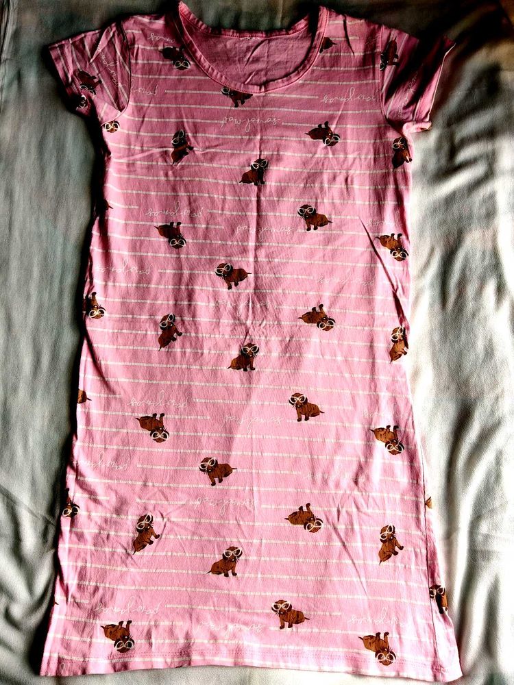 Cute Pink Dog Print Dress