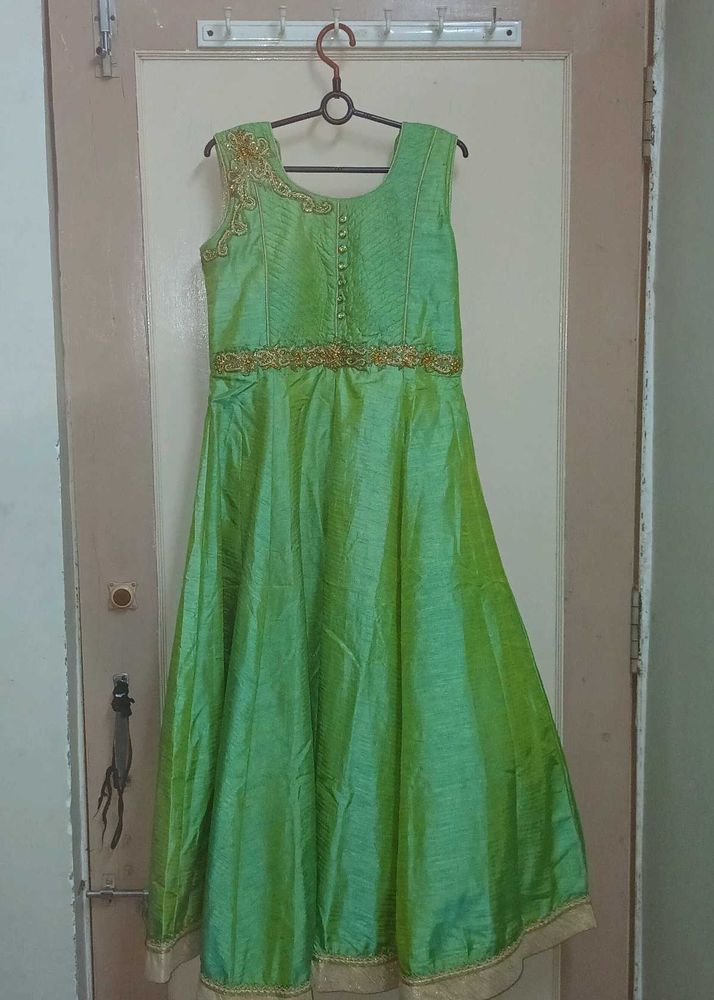 Green Embroidered Anarkali Dress