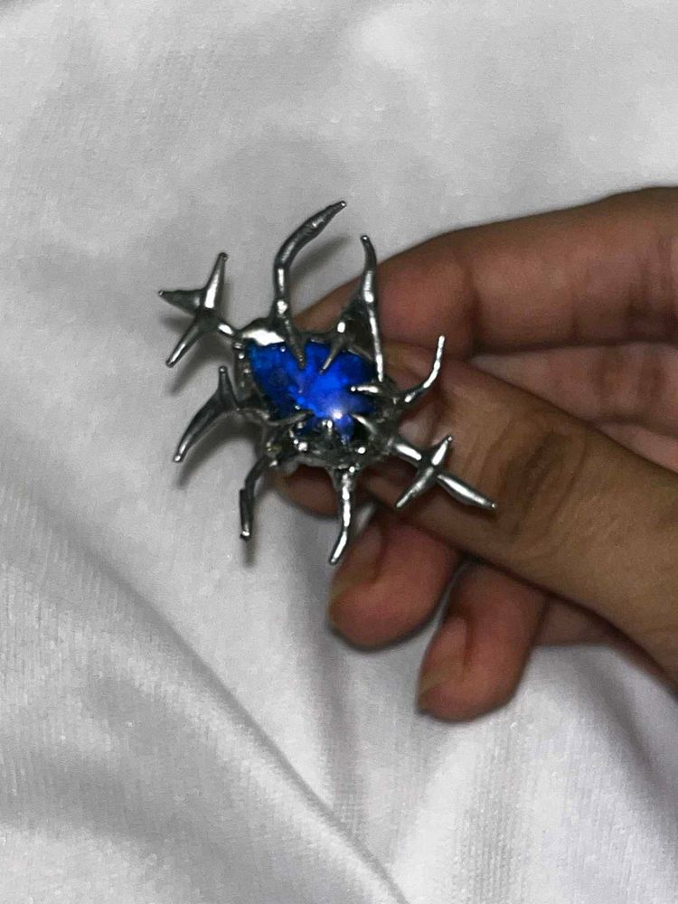 Soldered Punk Blue Stone Ring