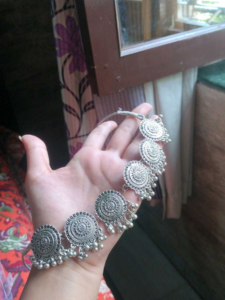 Silver Tone Boho Statement Choker