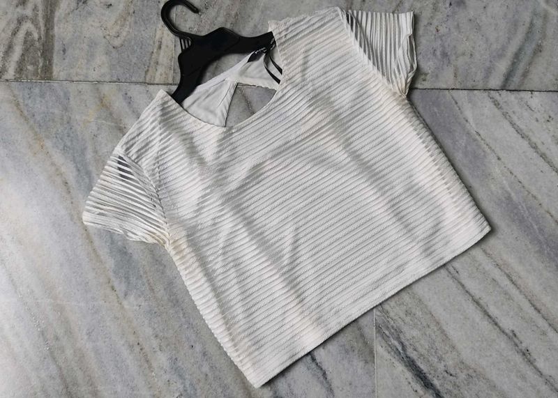 White Ribbed Top