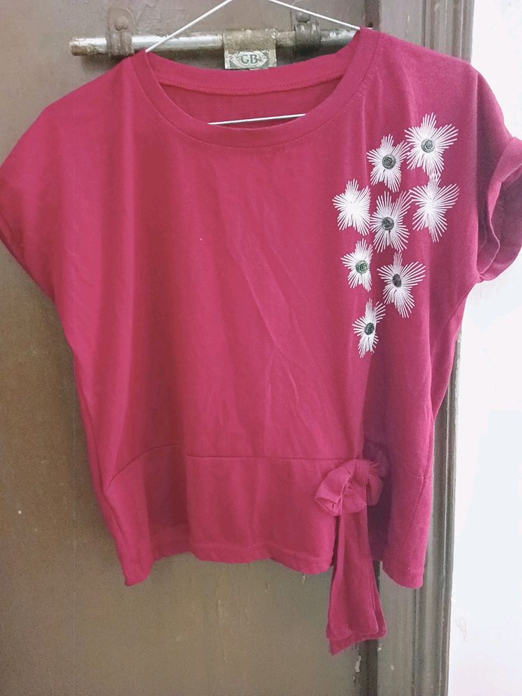 Maroon crop top with bow