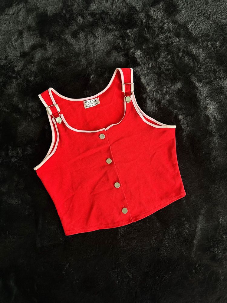 Red Button-Down Tank Top